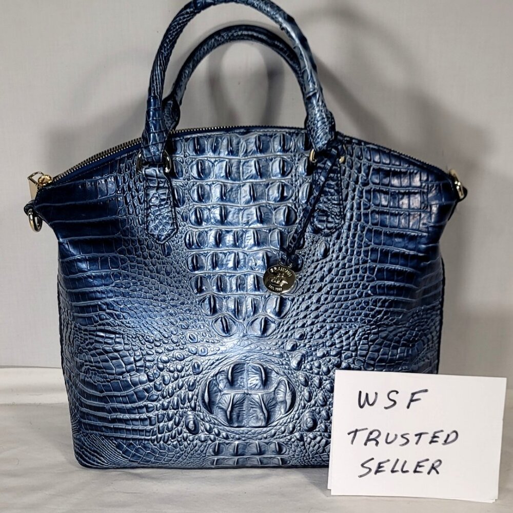 VINTAGE BRAHMIN BLUE AQUARIUS LARGE DUXBURY SHOULDER BAG PURSE/CROSSBODY STRAP
